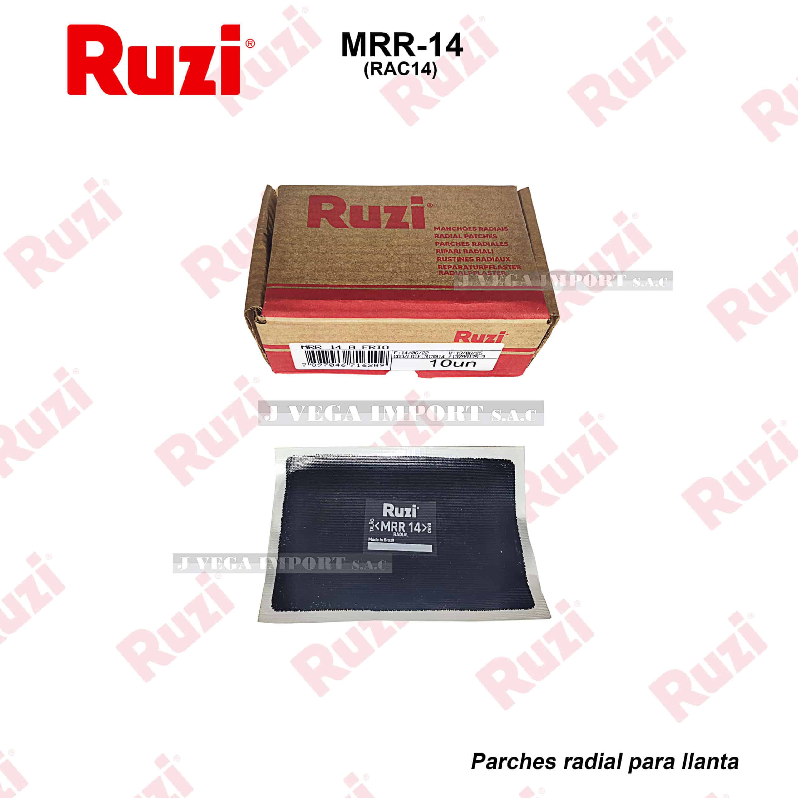 PARCHE RUZI DE LONA "MRR-14" 85X130 MM. (RAC-14) RADIAL CAJA.X.10 UND.S