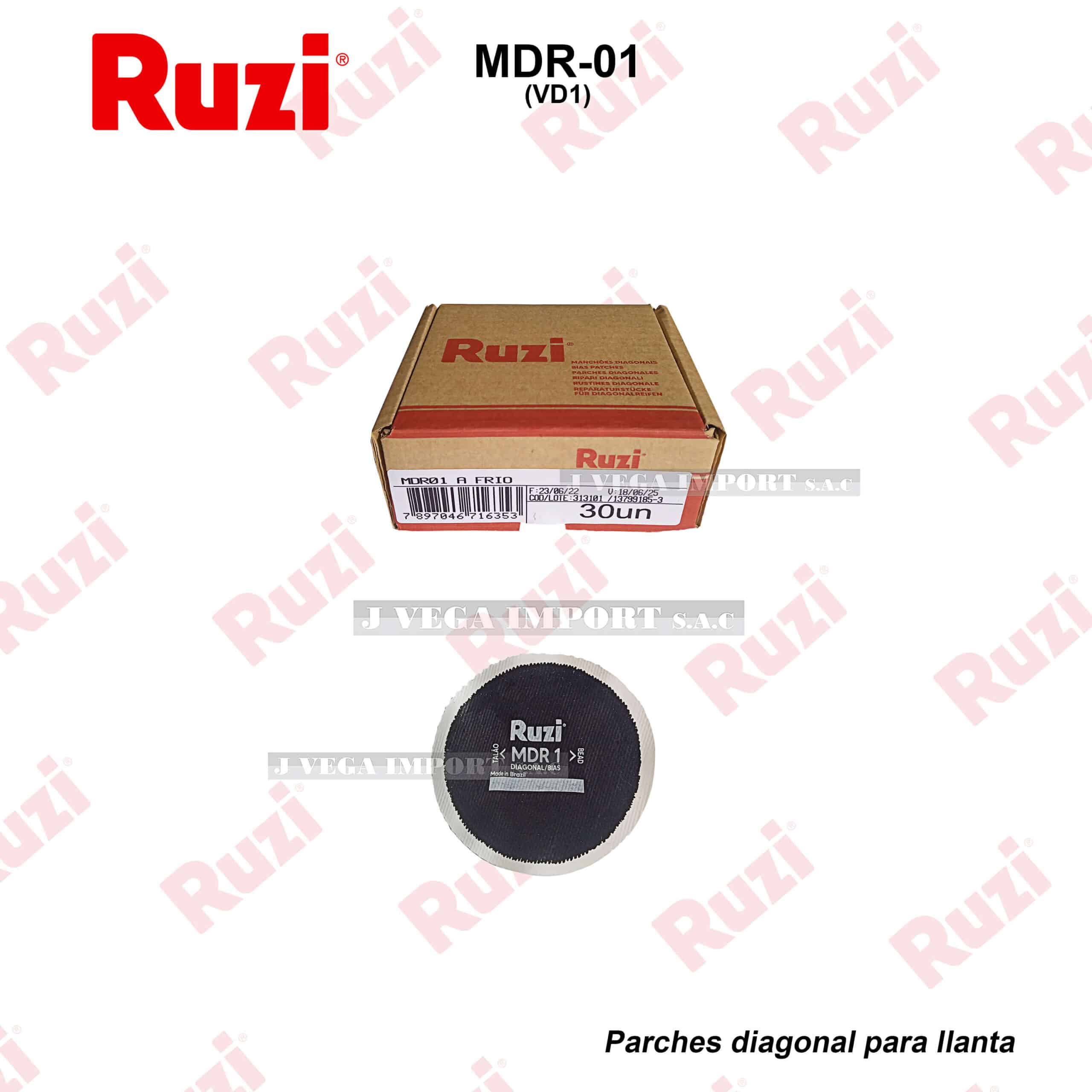 PARCHE RUZI DE LONA "MDR-01" 58MM (VD-01) DIAGONAL CAJA.X.30 UND.S